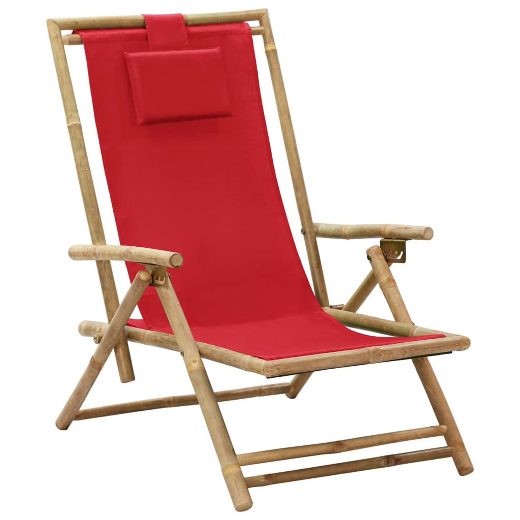 Red Bamboo and Fabric Reclining Chair F630