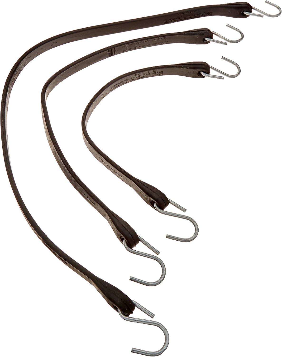 Pack of 50 Natural Rubber Bungee Cords with Crimped Hooks, 15", 21" and 31" Sizes I20907