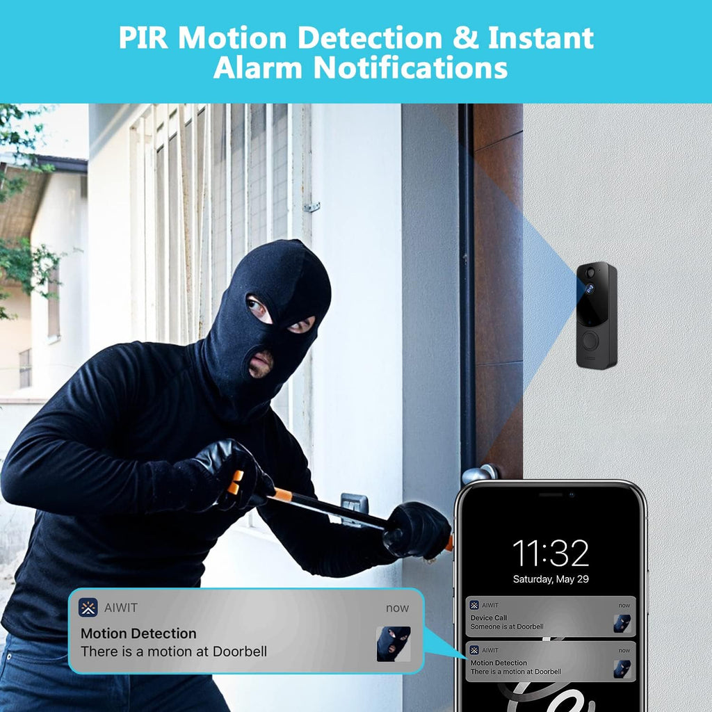 Wireless WiFi Video Doorbell Camera with 2-Way Audio, Night Vision, IP65 Waterproof L562