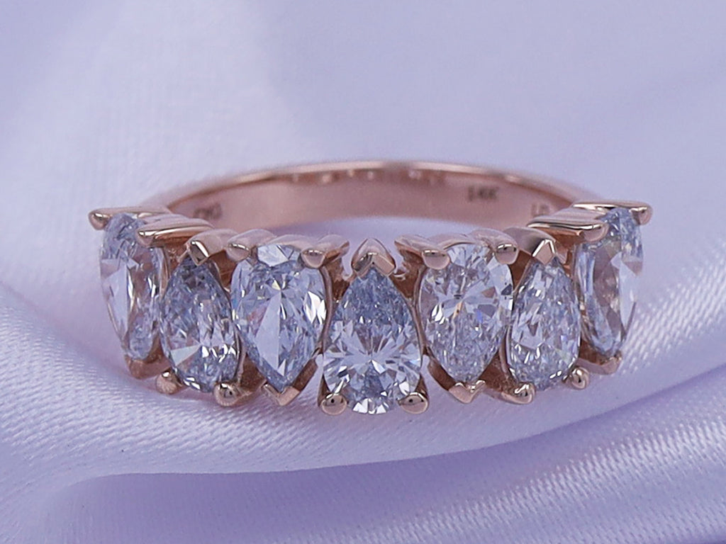 14K Solid Rose Gold Seven Stone Diamond Ring (2.25 Cttw) S647
