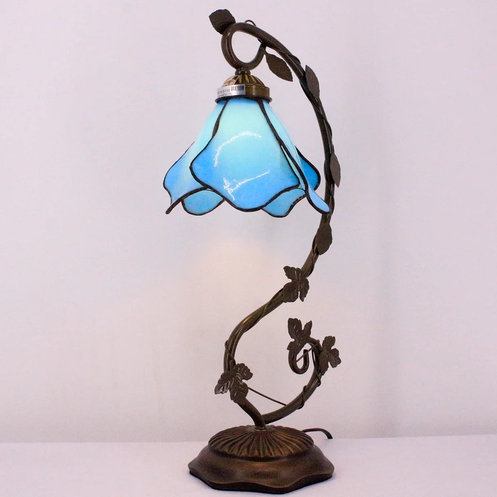 Stained Glass Table Desk Reading Lamp with Crystal Bead Shade M4771
