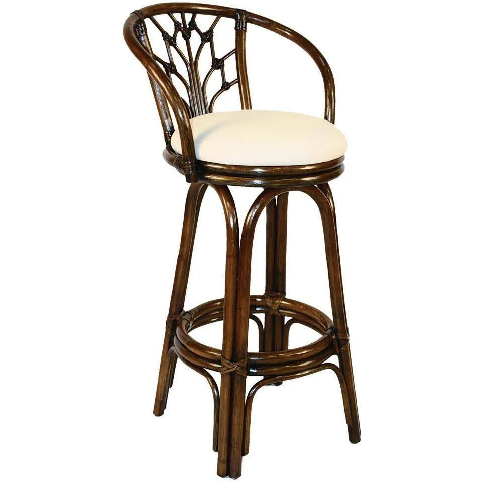 Antique Finish Swivel Rattan Counterstool L12177