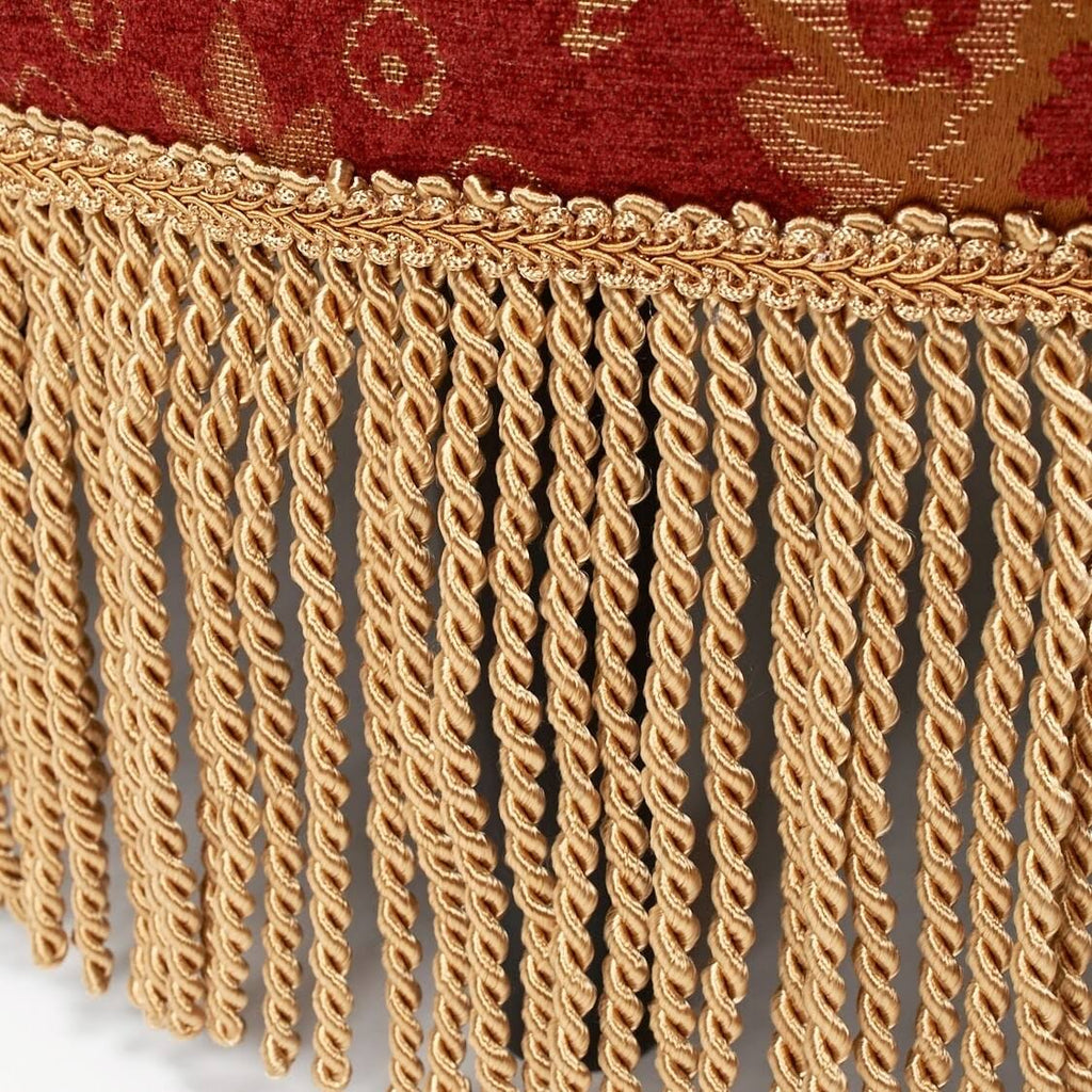 Red & Gold Jacquard Round Ottoman Footstool D5830