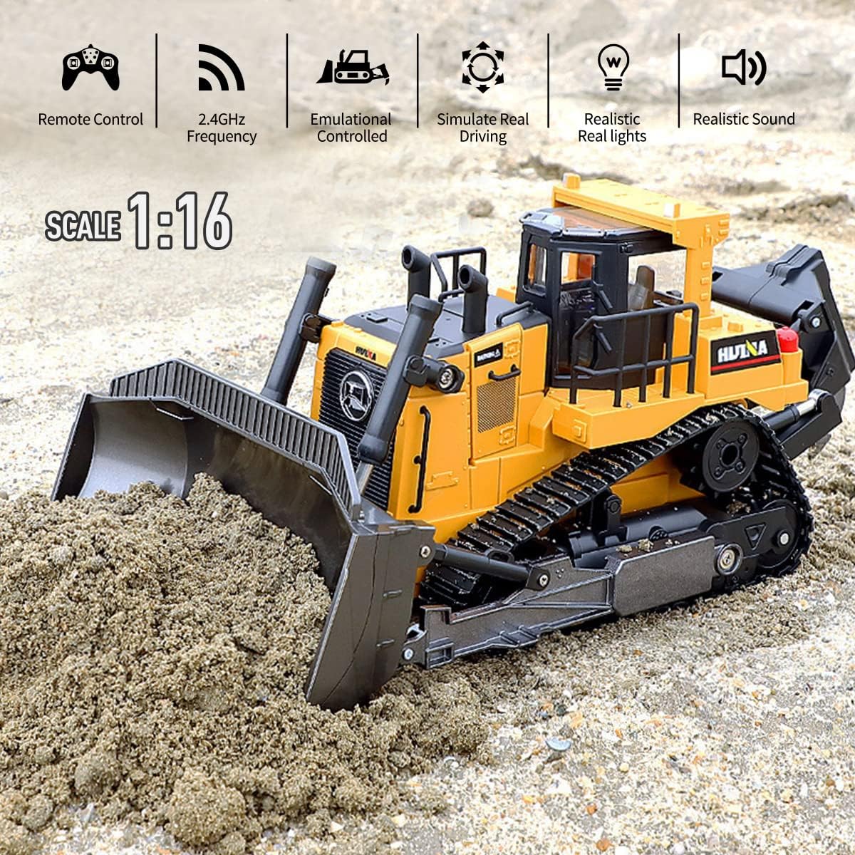 1/16 Scale 9 Channel RC Bulldozer Front Loader Tractor V206540