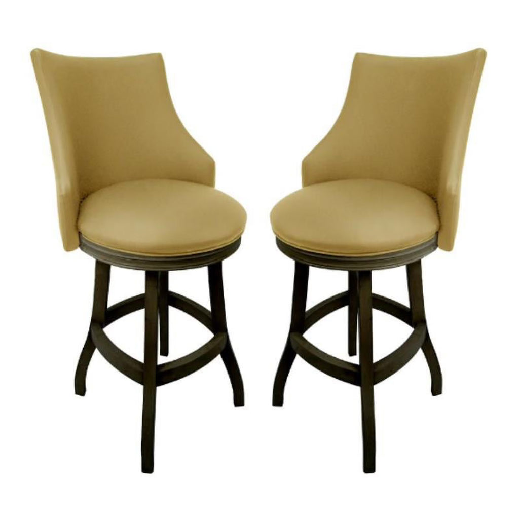 Tan & Dark Shadow Swivel Wood Bar Stool Set of 2 R3433