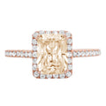 Emerald Cut Yellow Moissanite Halo Ring P858407