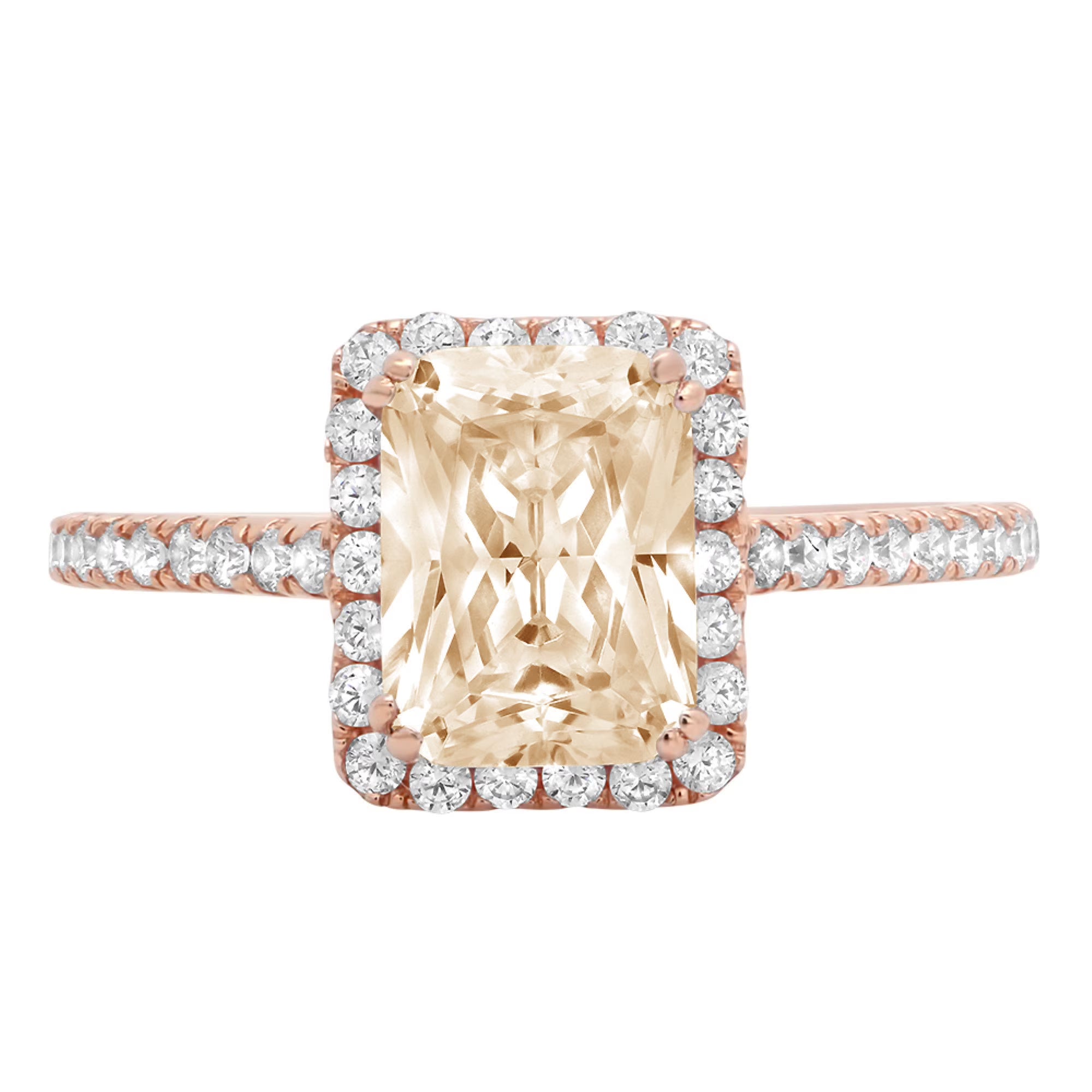 Emerald Cut Yellow Moissanite Halo Ring P858407