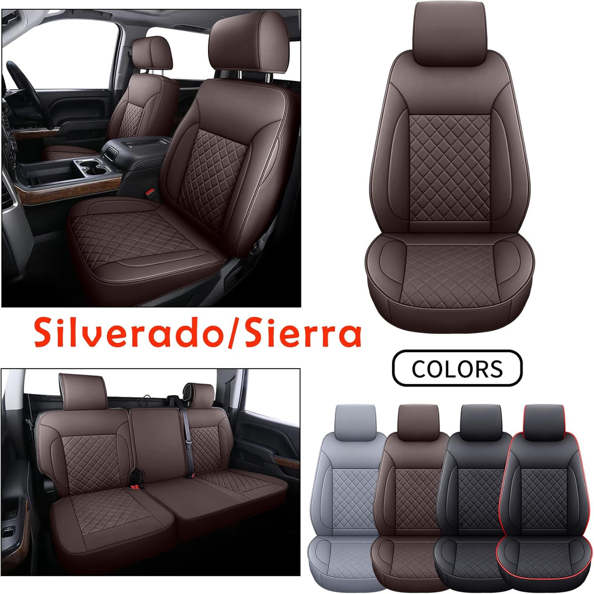 Gray Faux Leather Seat Covers Full Set C428
