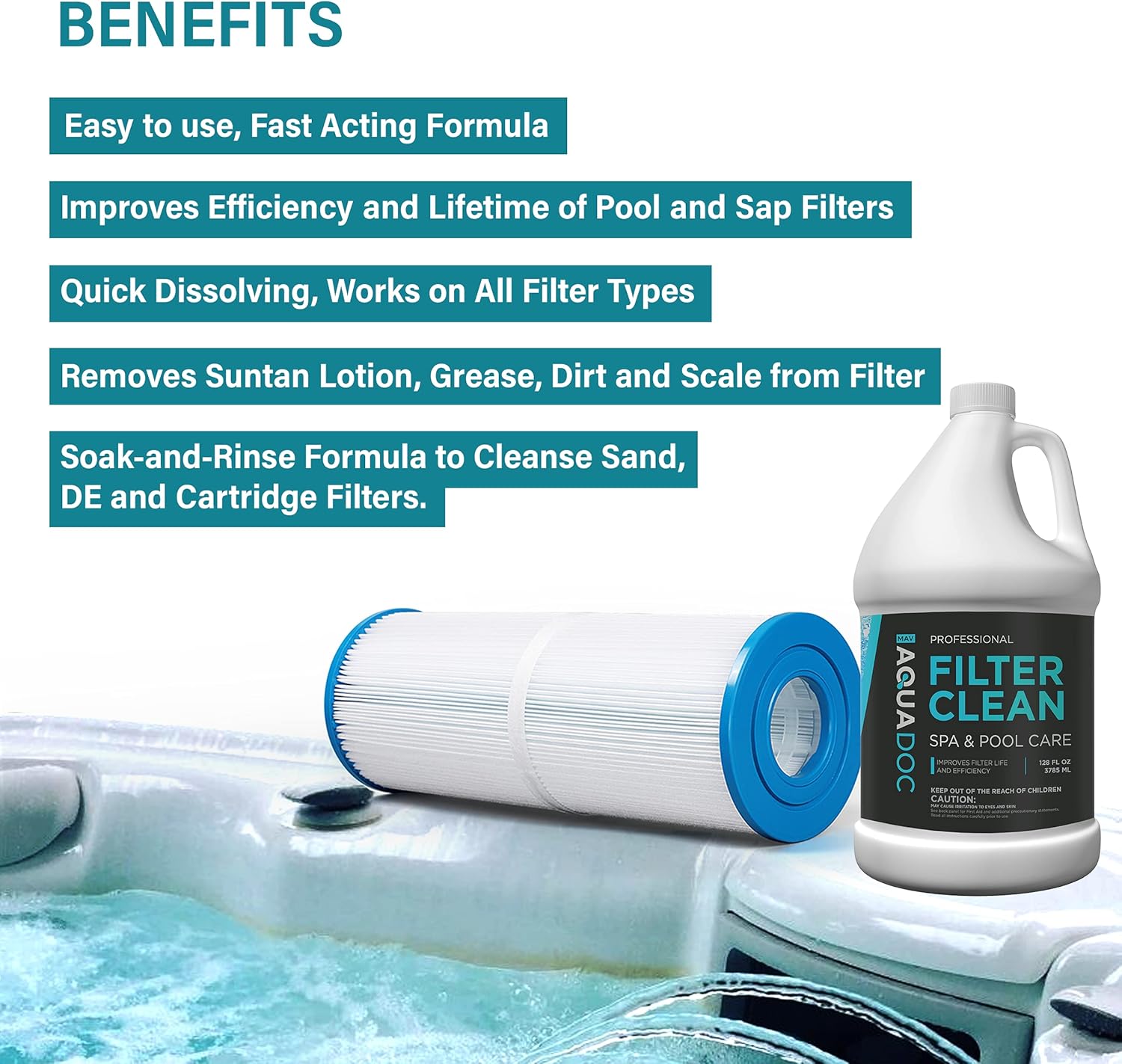 Filter Cleaner Soak for Hot Tub and Pool Cartridge, Pack of 2 N3999