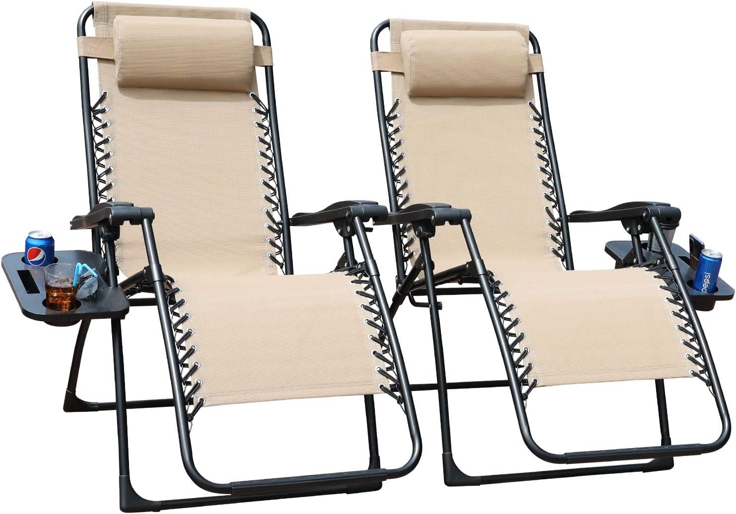 Beige Zero Gravity Folding Lounge Chair Set of 2 Y899761
