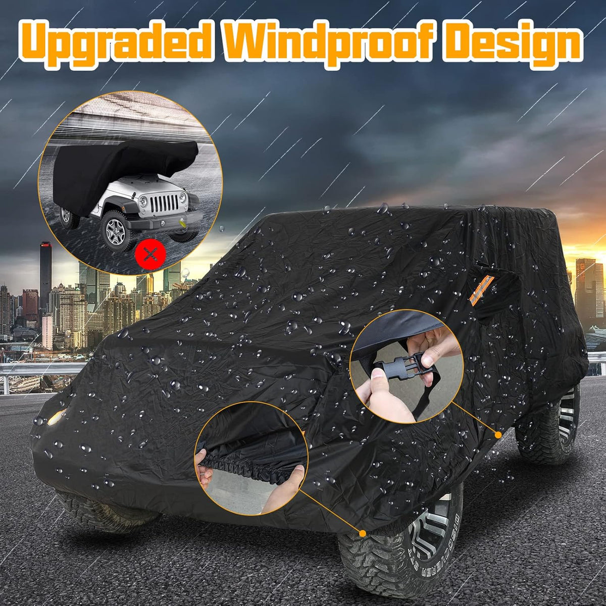 2 Door Full Car Cover with Driver Door Zipper X2319