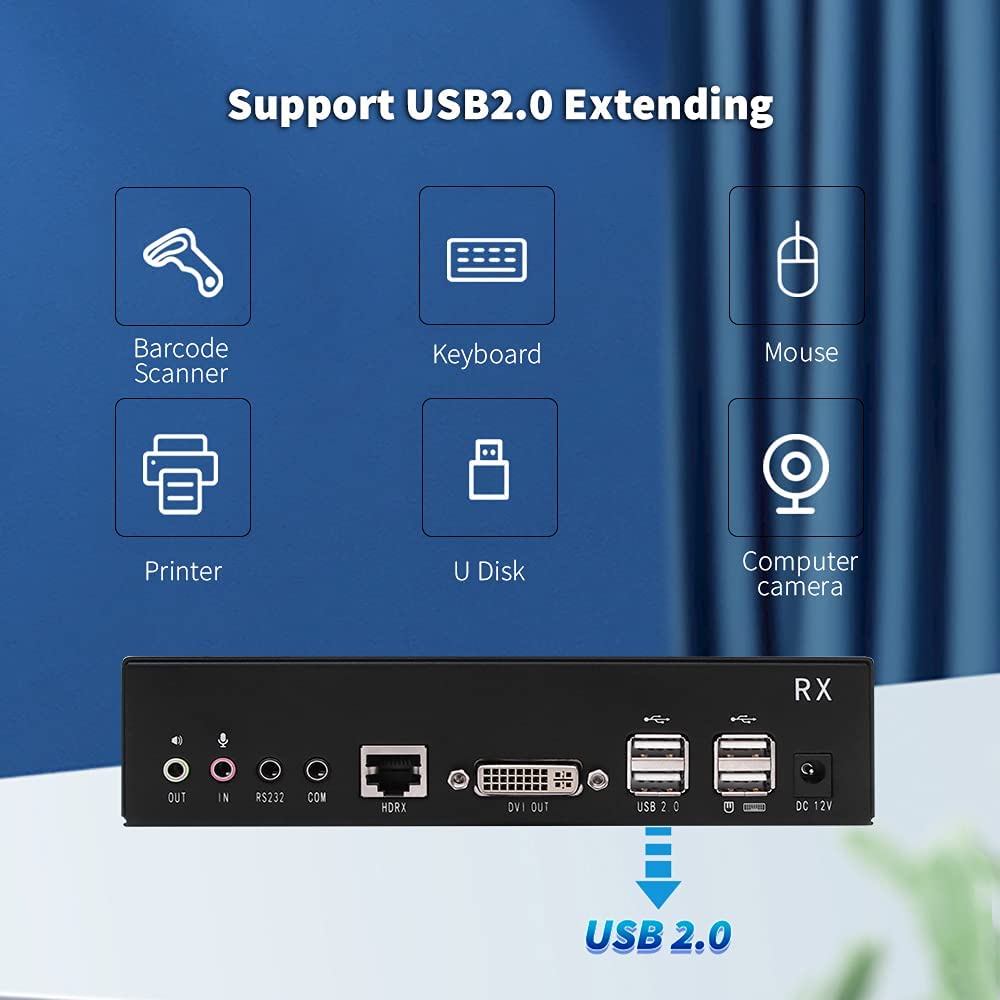 KVM Extender over Single CAT5E/CAT6 Ethernet Cable, 1080P, 1920×1200@60Hz K998060