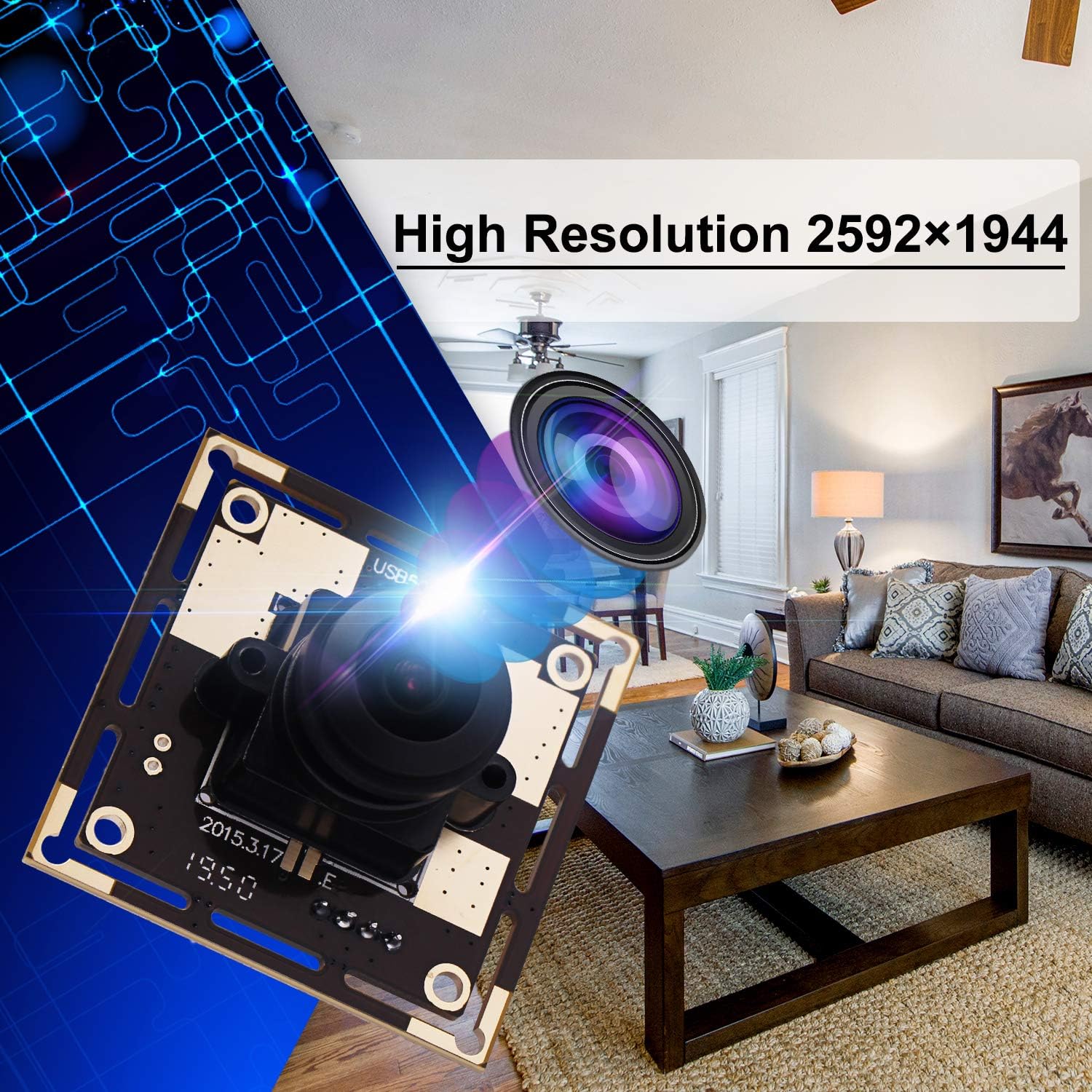 5 Megapixel USB Camera Module with 170 Degree Fisheye Lens Wide Angle HD Webcamera M5949