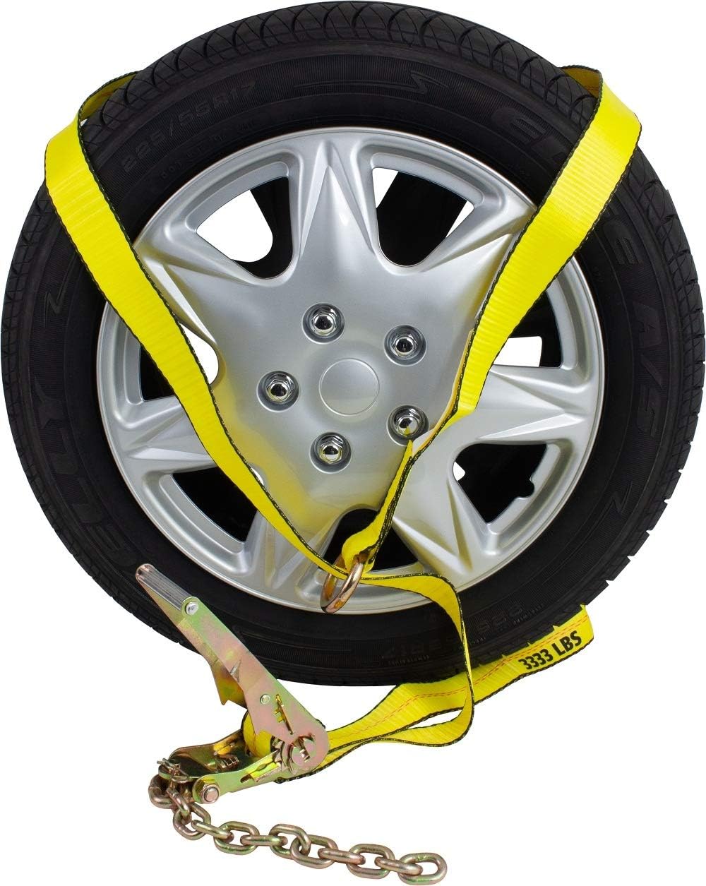 8 Pack Car Tie Down Ratchet Strap with Chain Anchor Wheel Straps E880071
