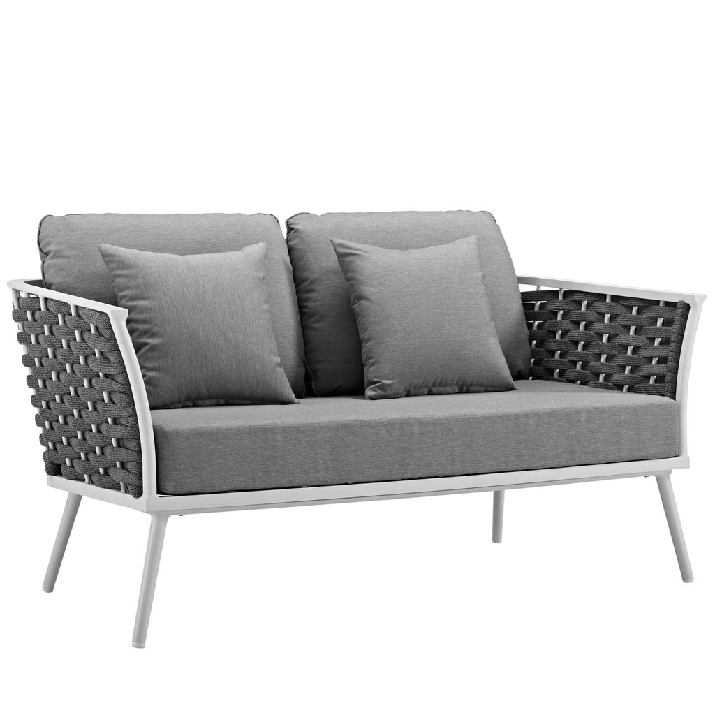 White Gray 4 Piece Outdoor Aluminum Sectional Sofa Set I90917