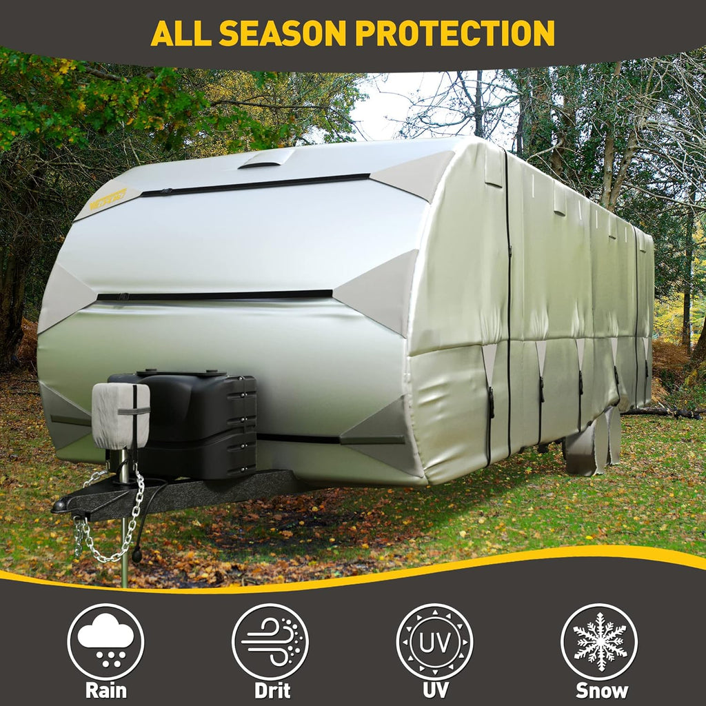RV Trailer Cover 300D Waterproof Windproof Anti-UV for 24'-27' RV with Jack Cover U478225