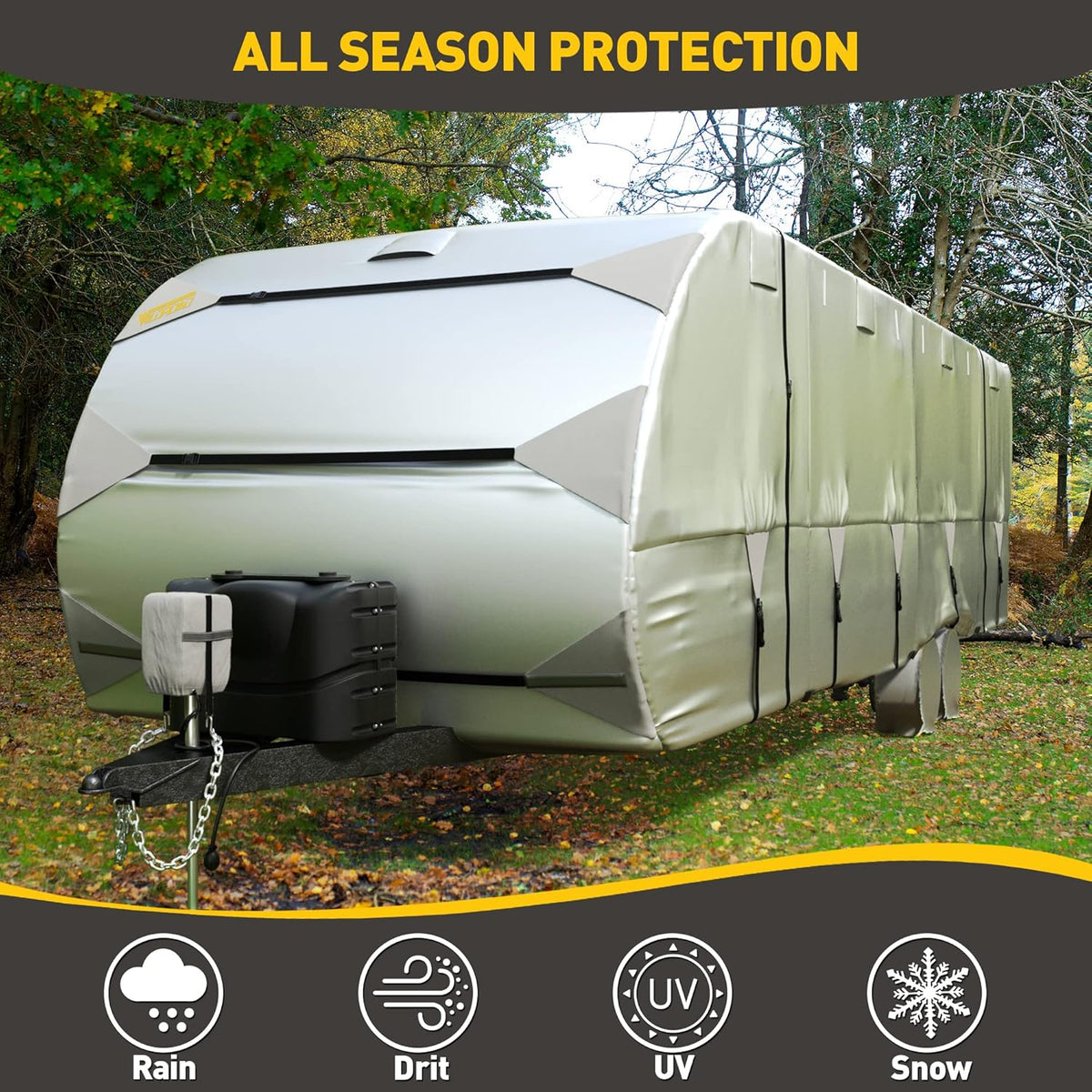RV Trailer Cover 300D Waterproof Windproof Anti-UV for 24'-27' RV with Jack Cover U478225