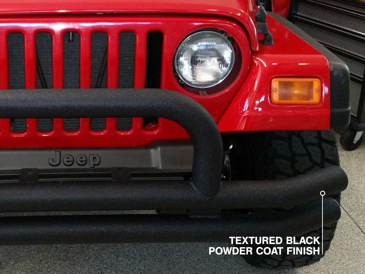Textured Black Double Tubular Front Bumper with Over-Rider Hoop V117051