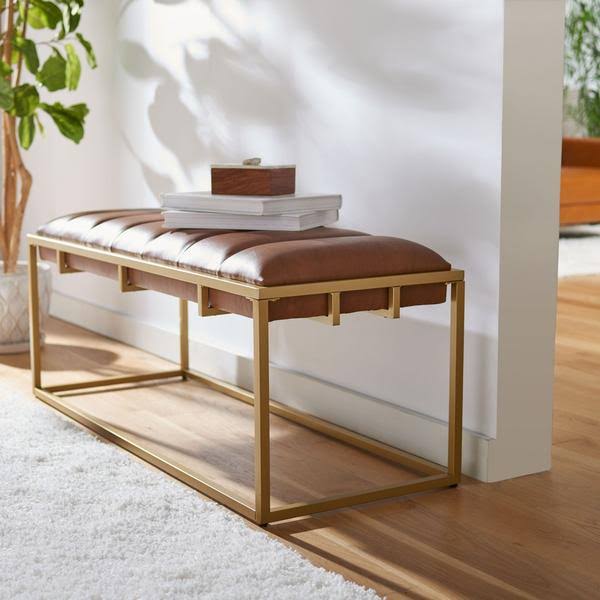 Brown Channel Tufted Bench V9455