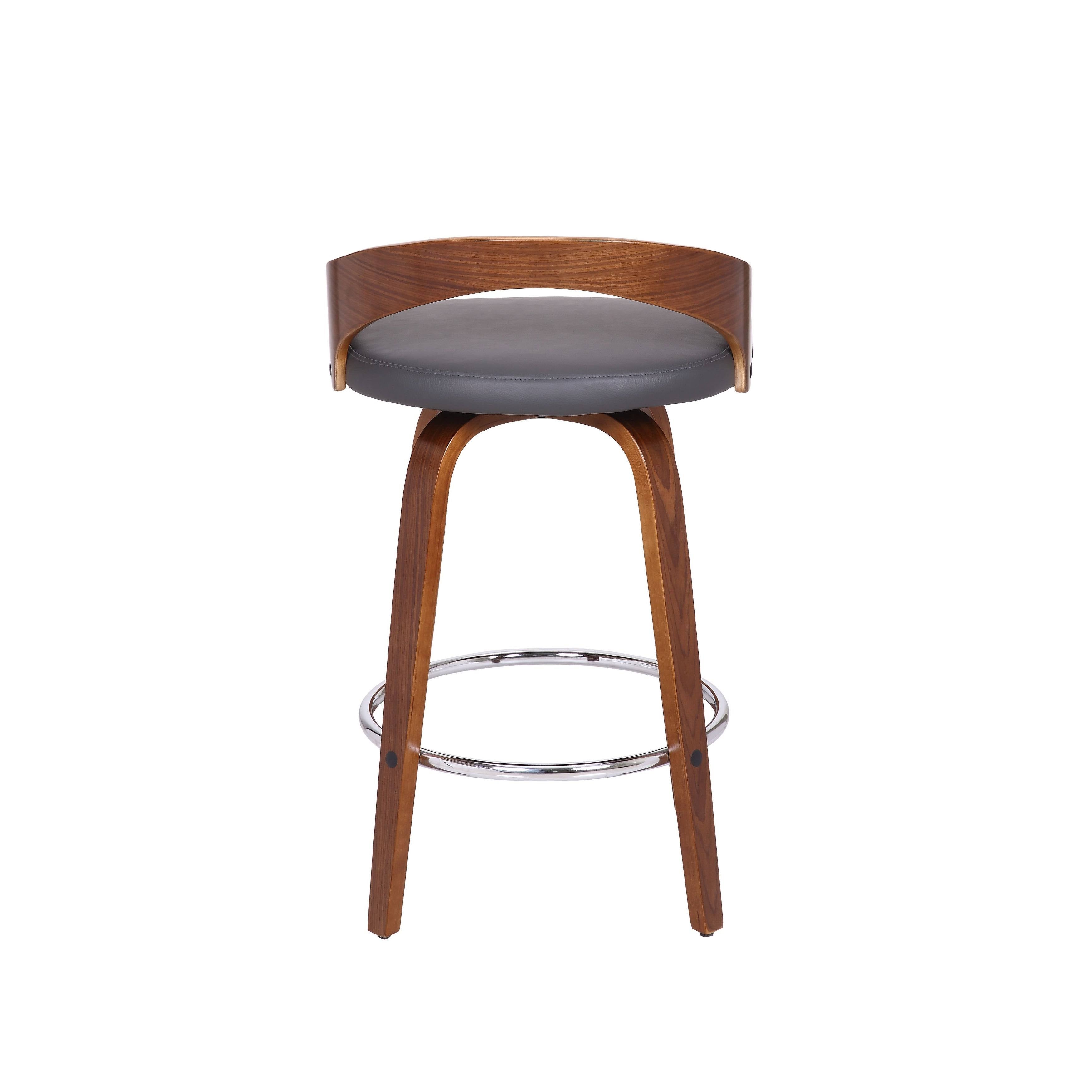 Walnut Upholstered Wood Bar Stool - Brown - Counter Height J982996