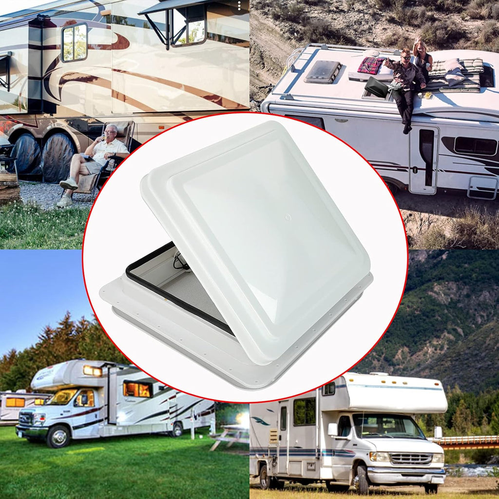 White Lid 12V RV Roof Vent with Fan M18776