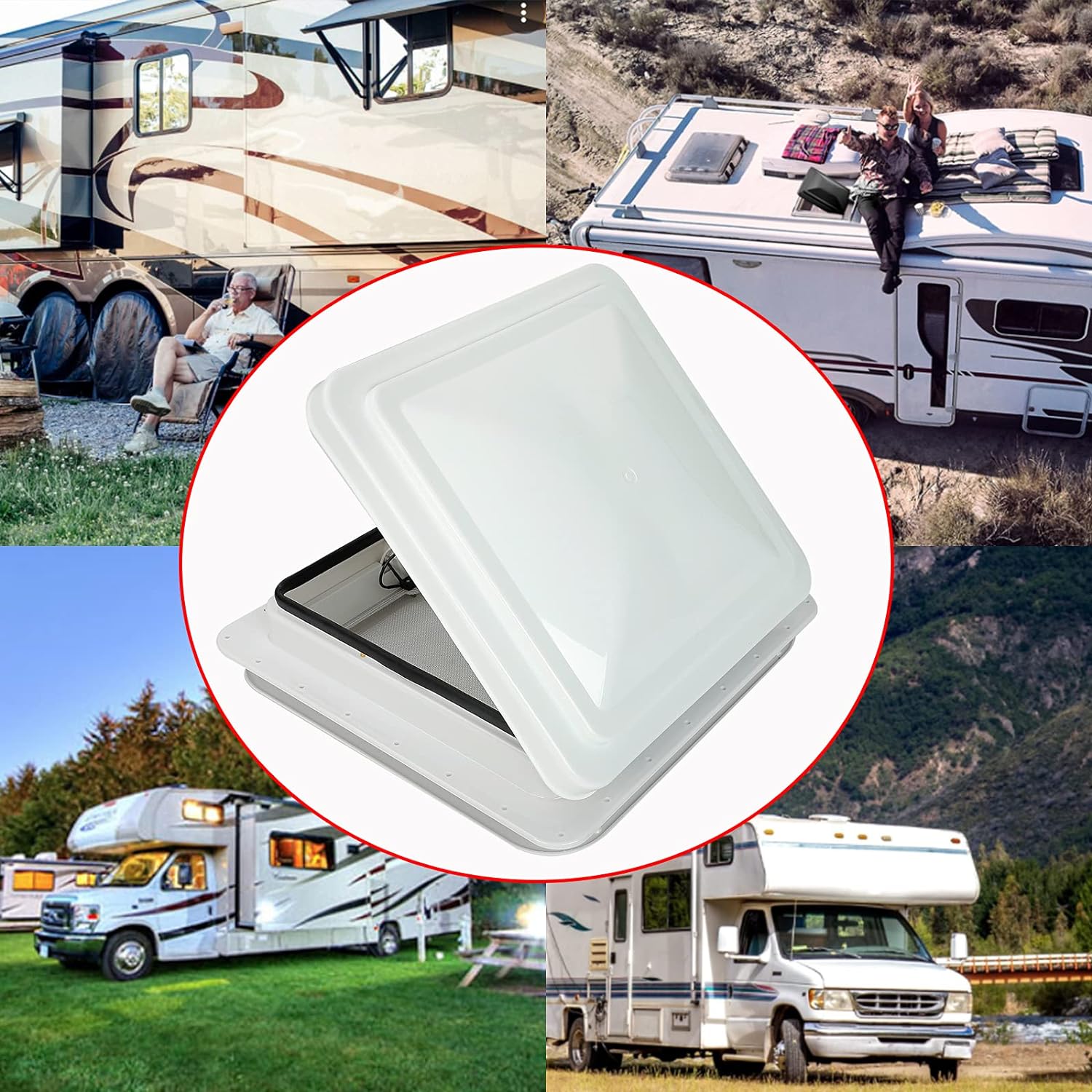 White Lid 12V RV Roof Vent with Fan M18776