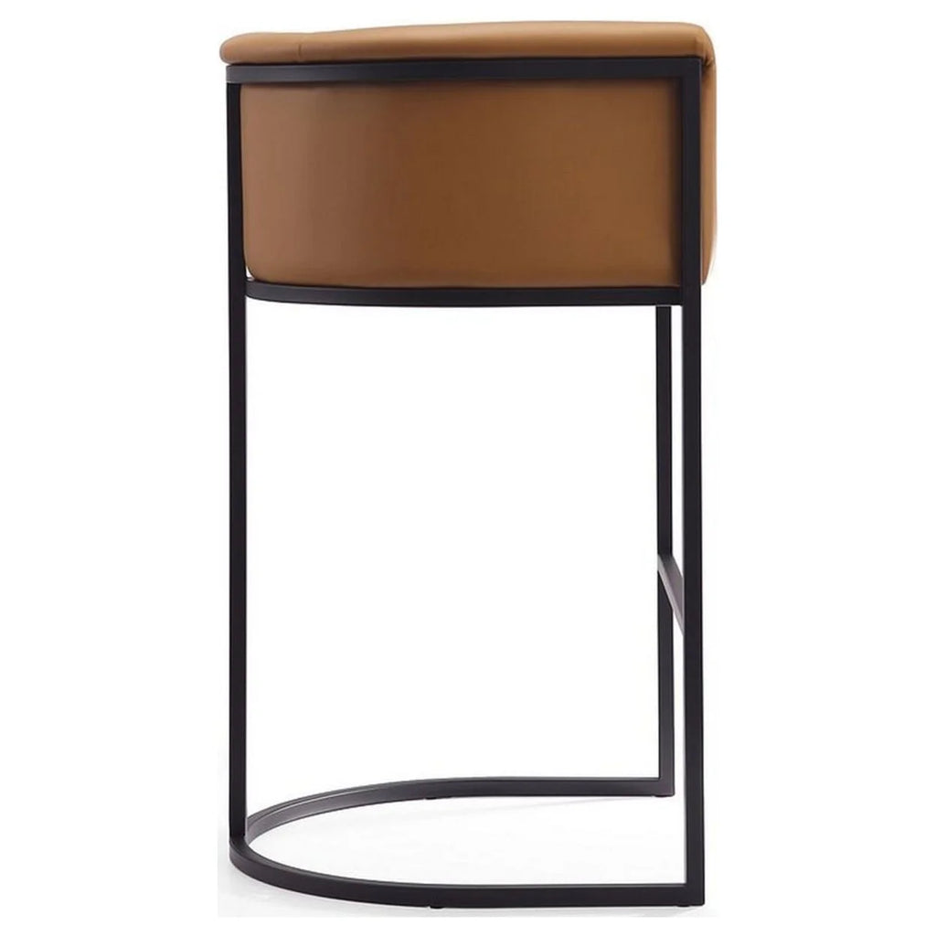 Camel and Black Metal Barstool O572