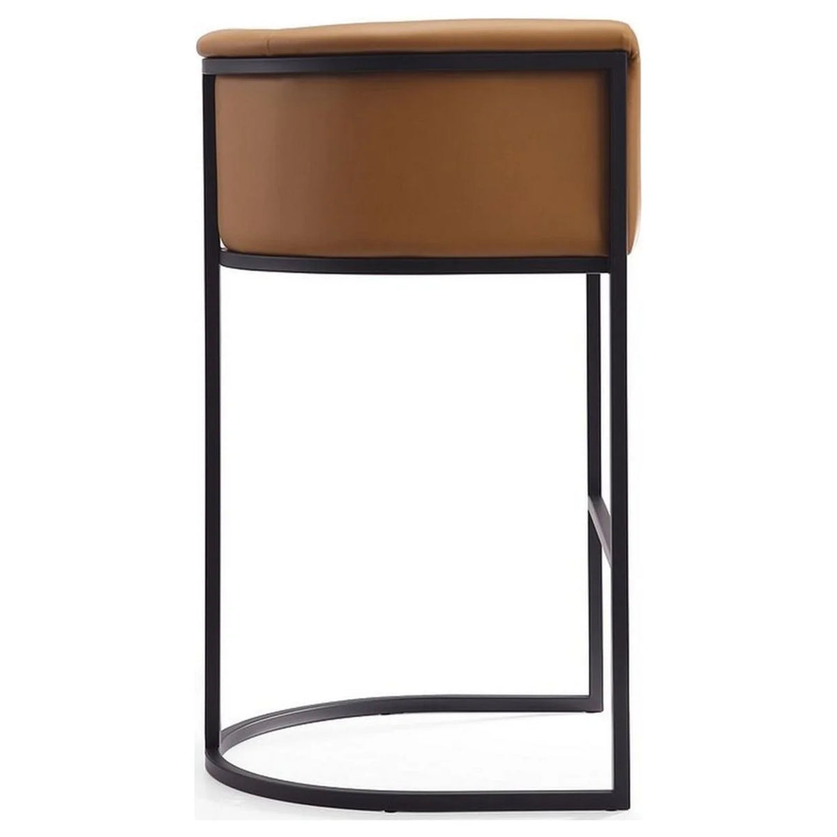 Camel and Black Metal Barstool O572