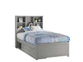 Twin Bookcase Bed with Storage Unit in Gray V1652