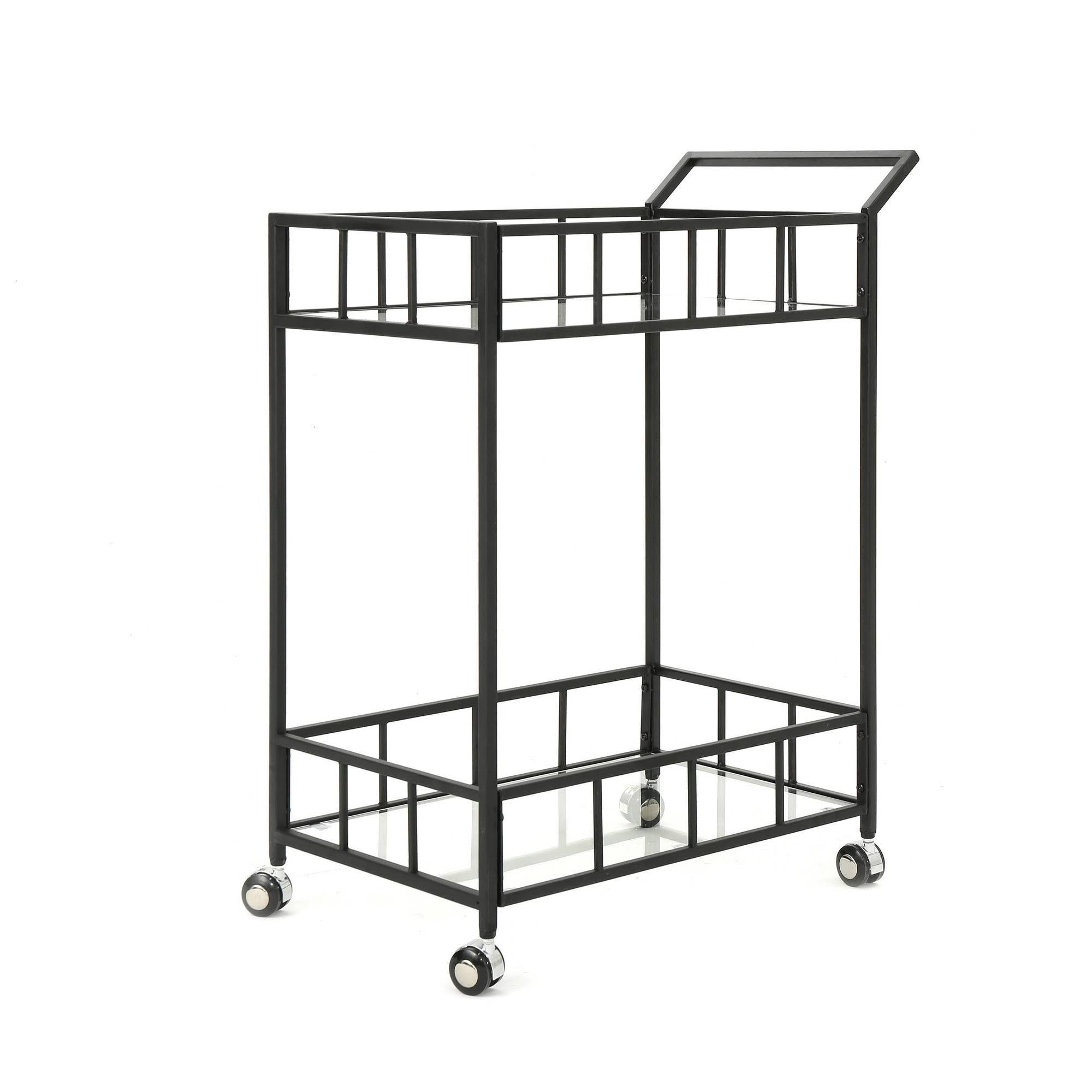 Black Glass Bar Cart T738