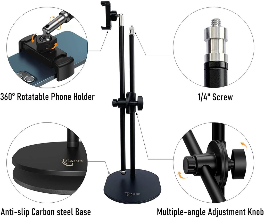 Adjustable Tabletop Phone Mount, 360° Rotation, Long Arm Bracket, Pack of 2 H507