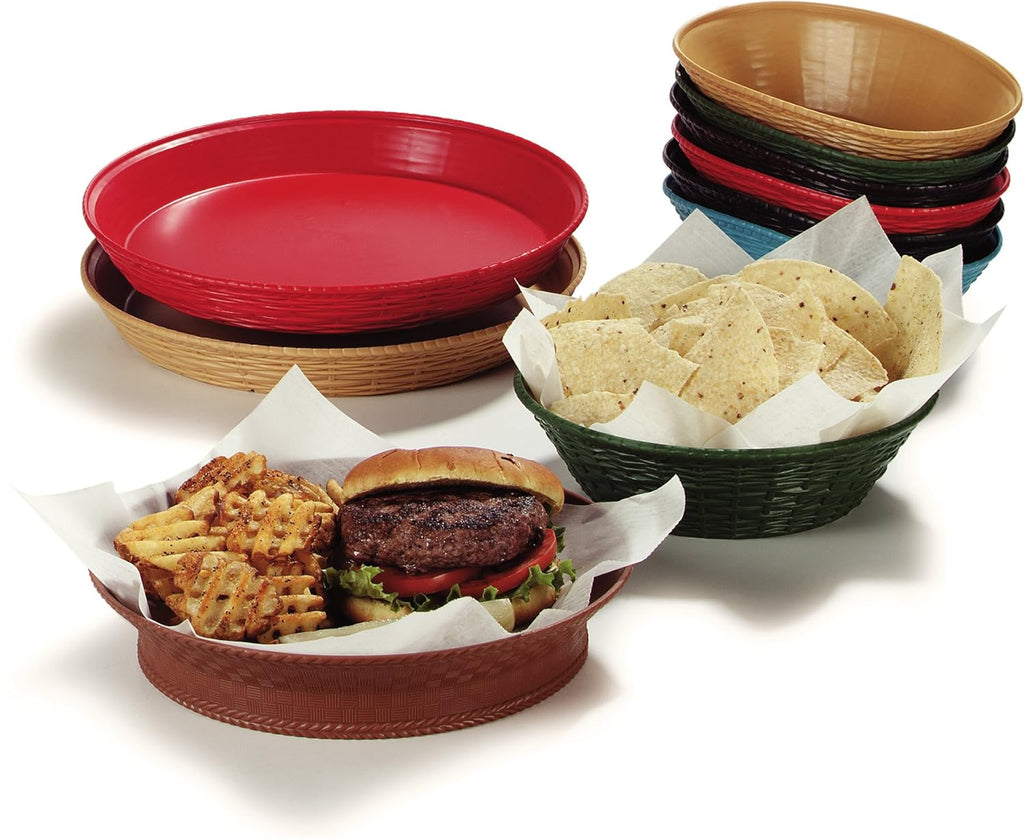 Oval Serving Basket, 9" x 6", Green, Pack of 12 K740424