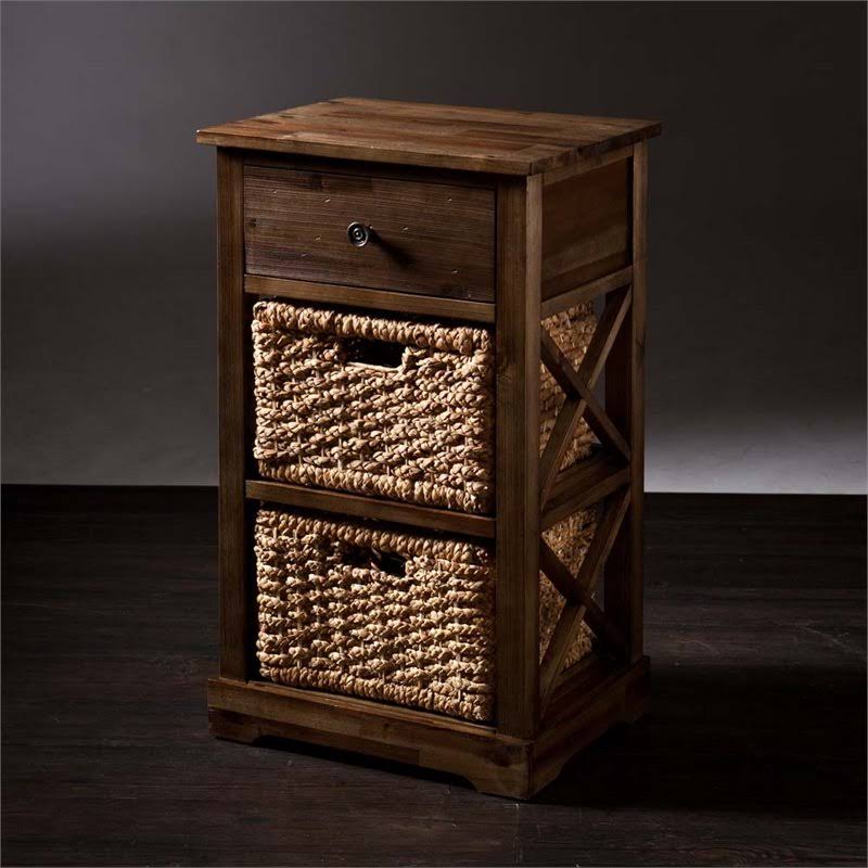 Antique Brown 2 Basket Storage Unit D671484