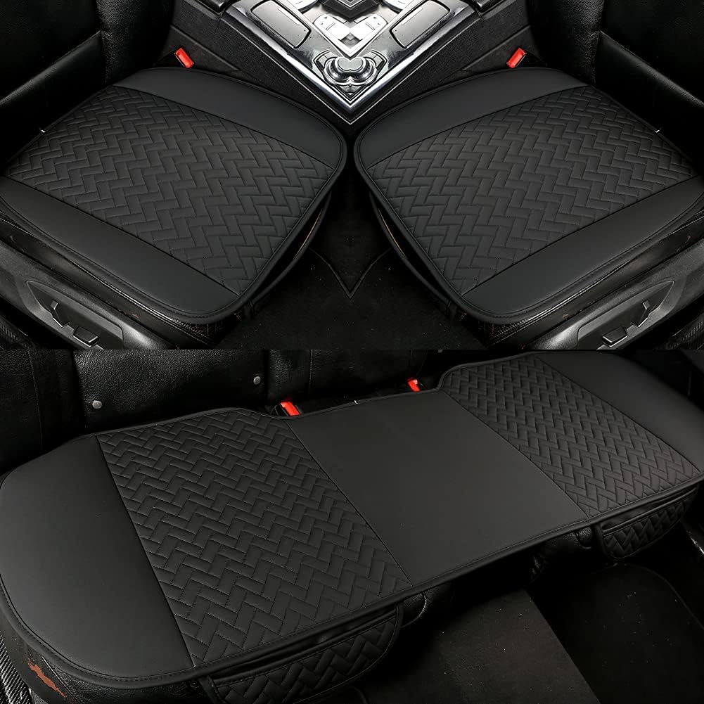 Beige Pu Leather Car Seat Bottom Covers, Pack of 2 C95239