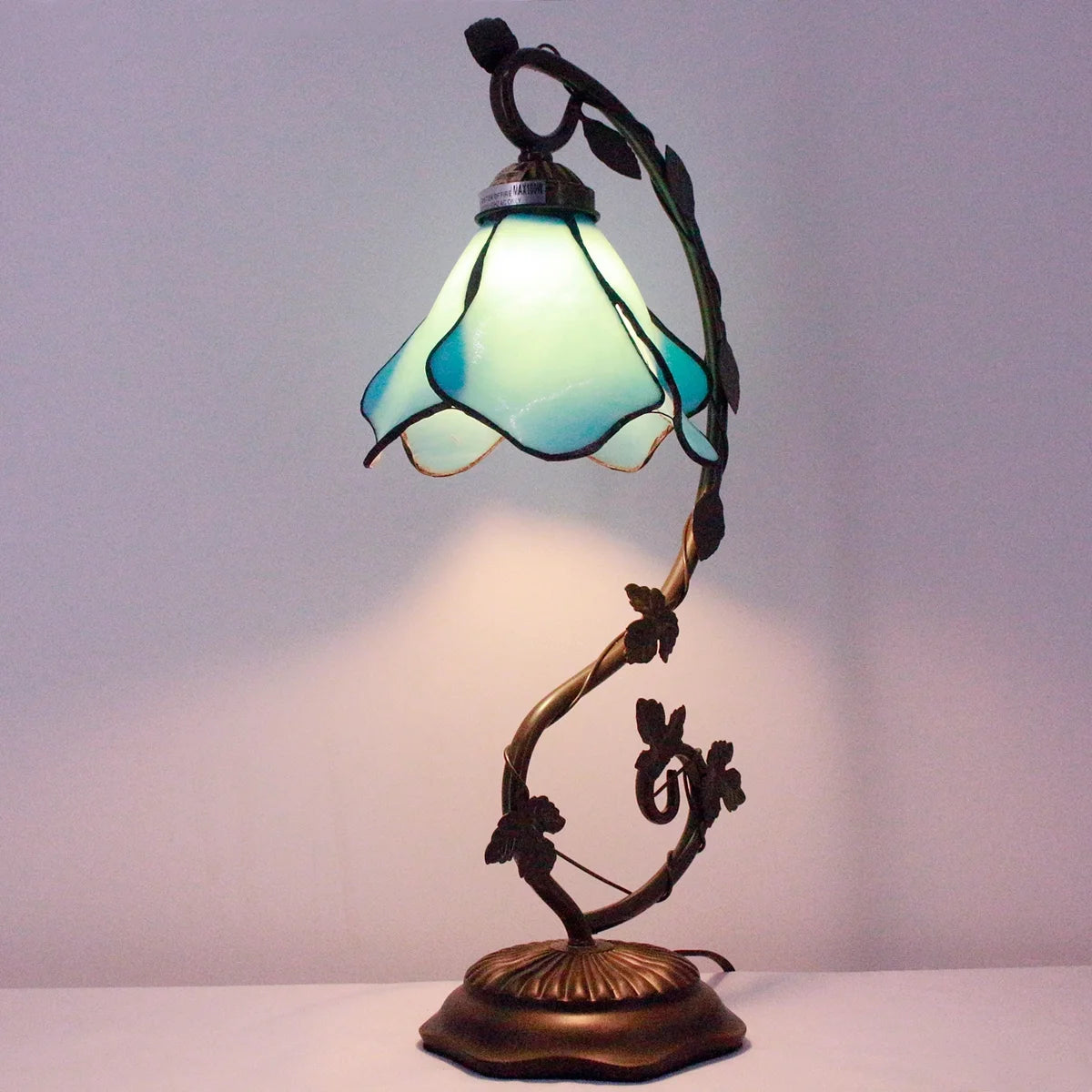Stained Glass Table Desk Reading Lamp with Crystal Bead Shade M4771