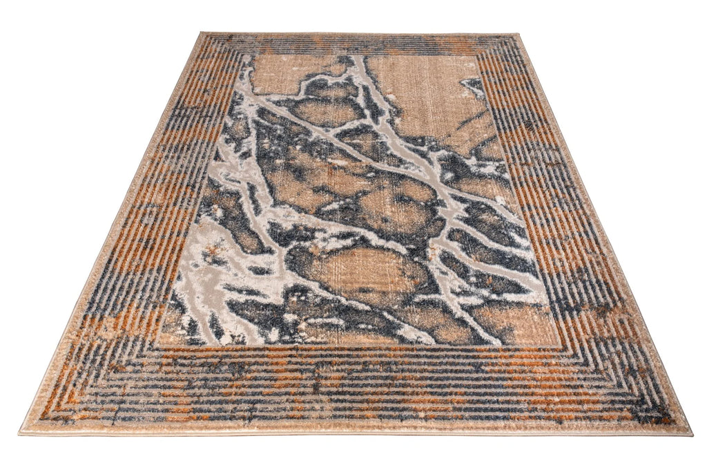 Silver Beige Grey Marble Pattern Area Rug 5x8 H441026