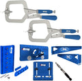 Drawer Slide Jig with Concealed Hinge Jig, Shelf Pin Jig, 5mm Drill Bit and 2 3 Face Clamps K15928