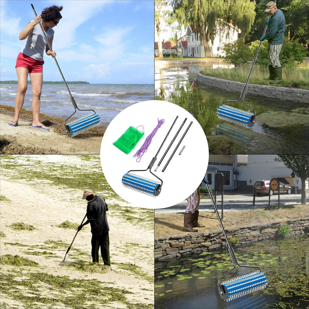 12 ft Lake Weed Rake with Extension Pole and Rope O960040