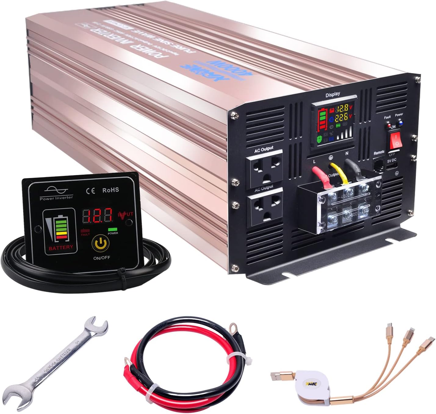 4000 Watts Pure Sine Wave Power Inverter with Remote Control and LED Display I10812
