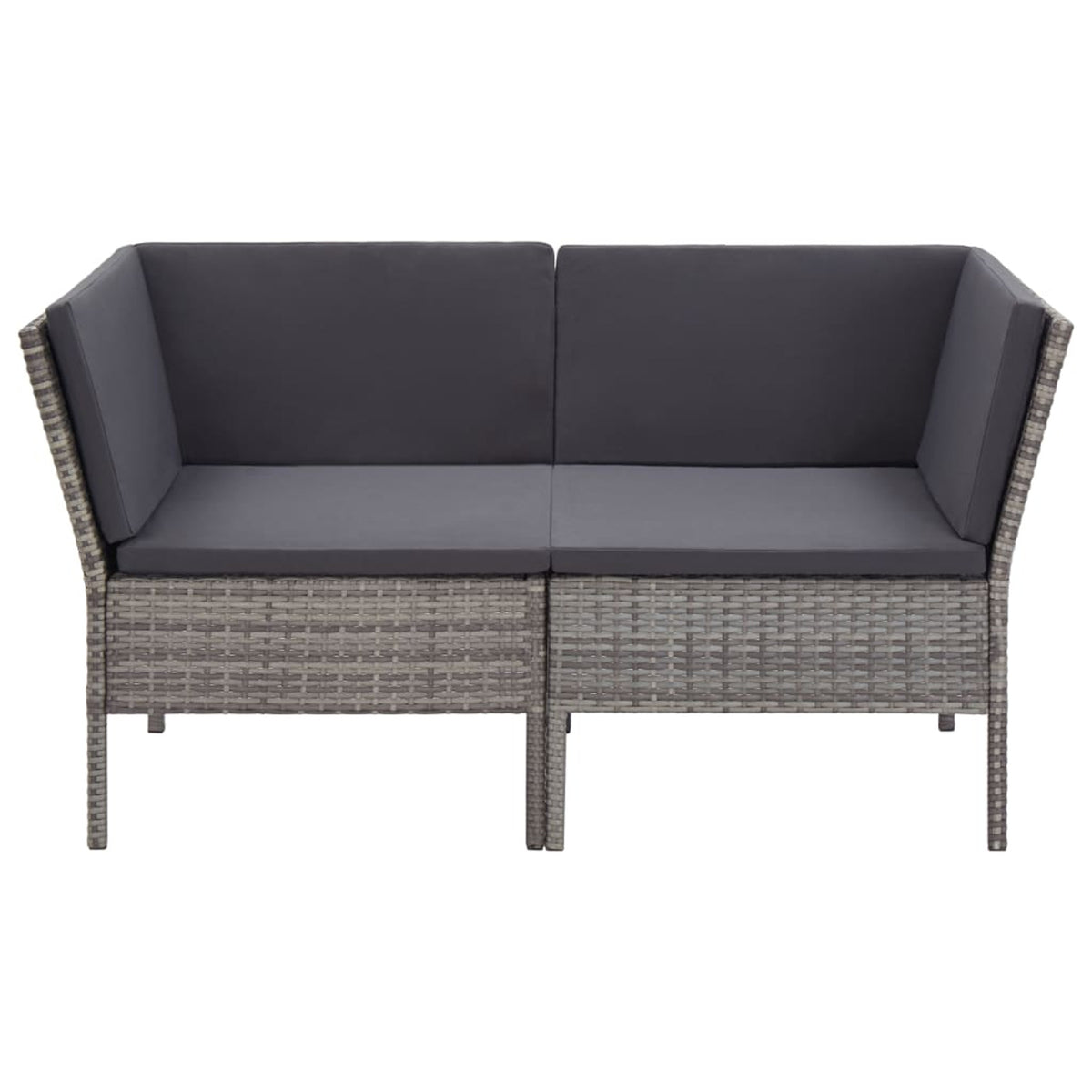 6 Piece Outdoor Conversation Set Gray Poly Rattan Patio Sectional Set T1746