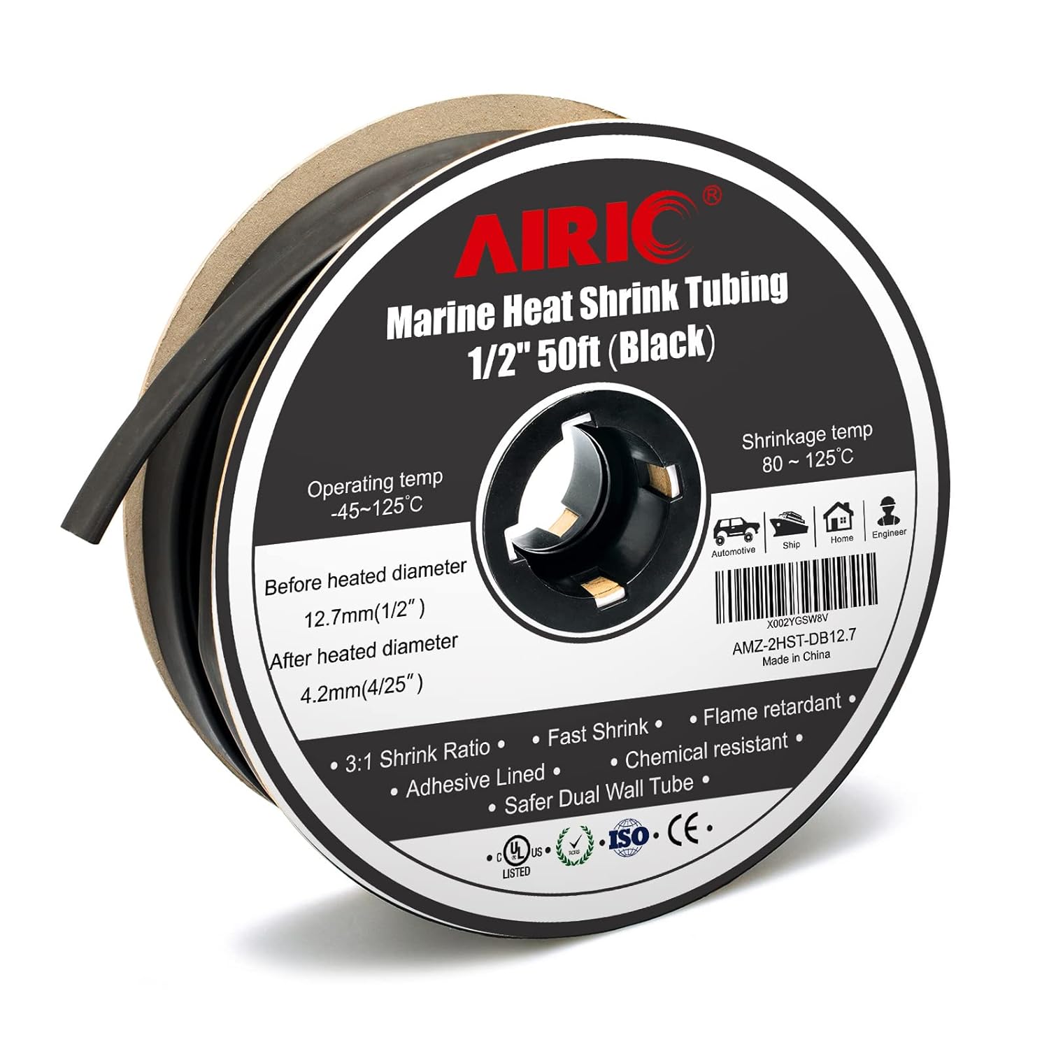 Black 50 Feet 3:1 Adhesive Lined Dual Wall Heat Shrink Tubing, Pack of 2 R79825