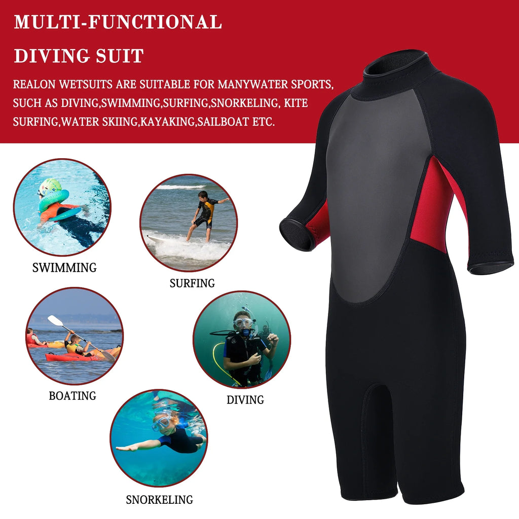 Kids 3mm Neoprene Shorty Wet Suit Back Zip R1684