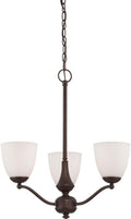 Frosted Glass Brushed Nickel Three Light Semi-Flush Dome Fixture V239572