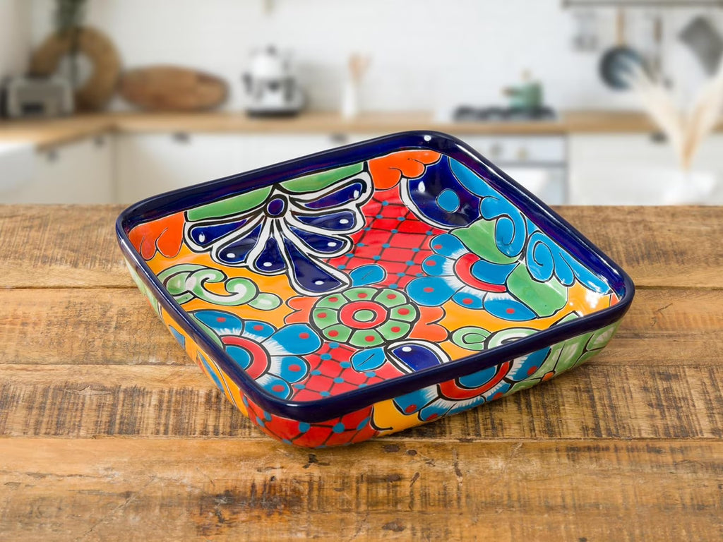 Cobalt Hand Painted Ceramic Baking Dish Casserole Dish Serving Platter Tray Floral Dish Oven Safe Microwave Safe Brownie Pan E40671