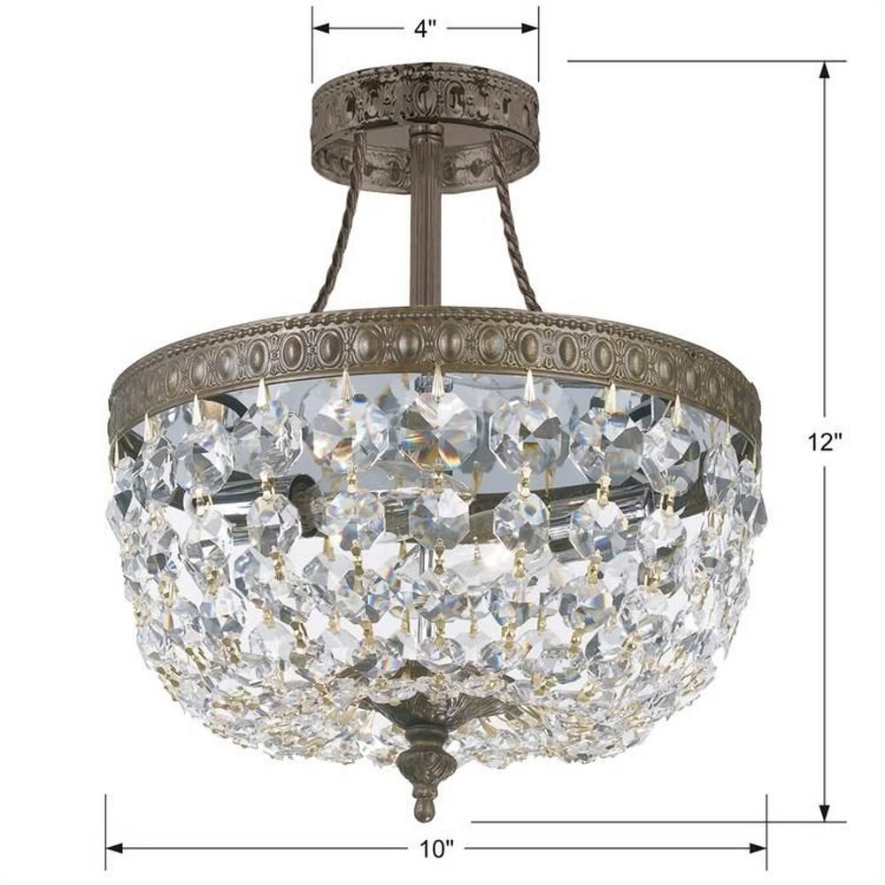 3 Light Clear Spectra Brass Ceiling Mount H211