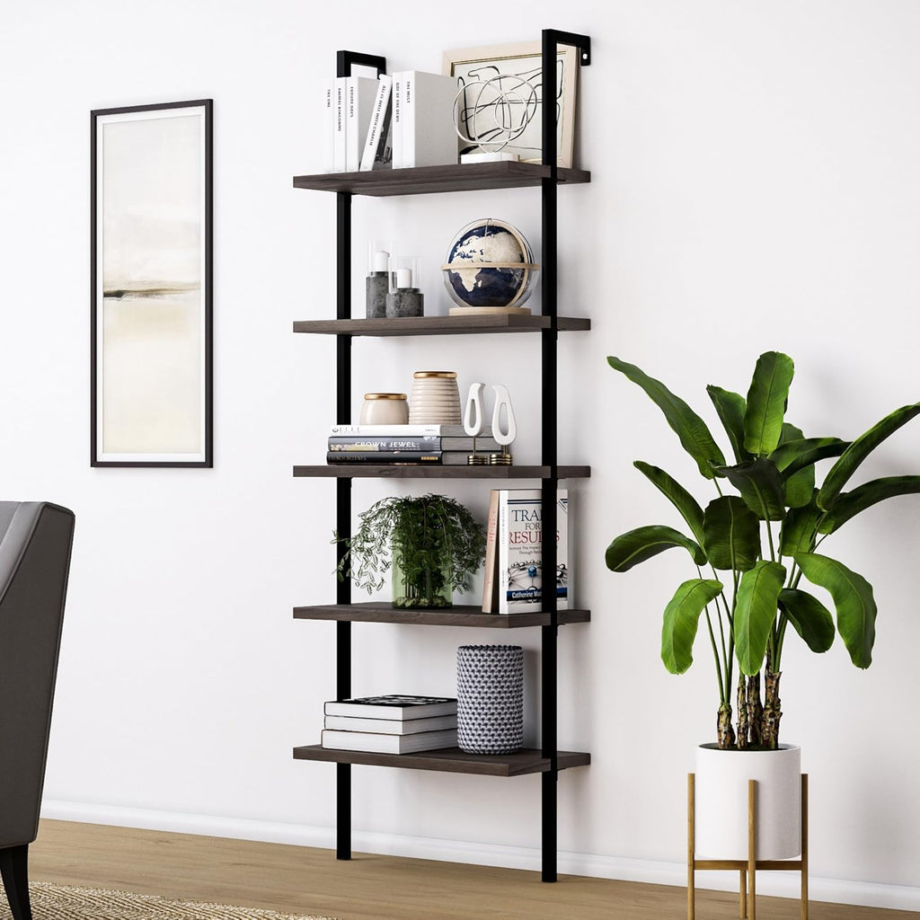 White 5-Shelf Bookcase with Metal Frame M232330