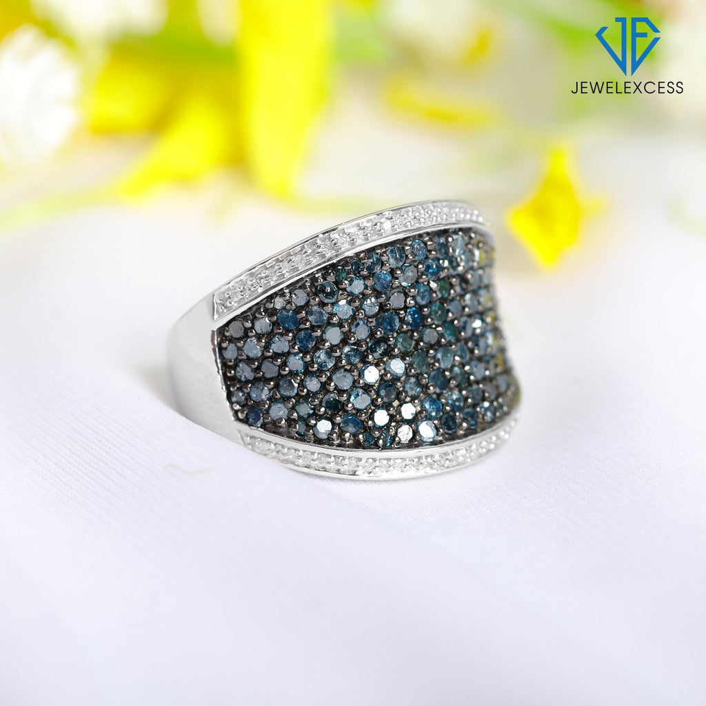 Sterling Silver Blue & White 2 Carat Diamond Ring Y260713