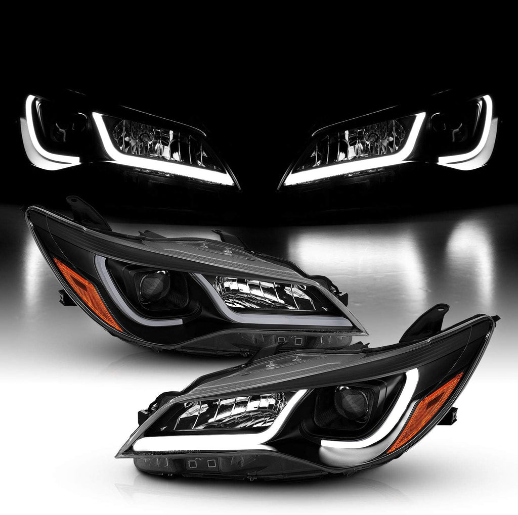 Black LED Tube Projector Headlights Assembly Pair G311304