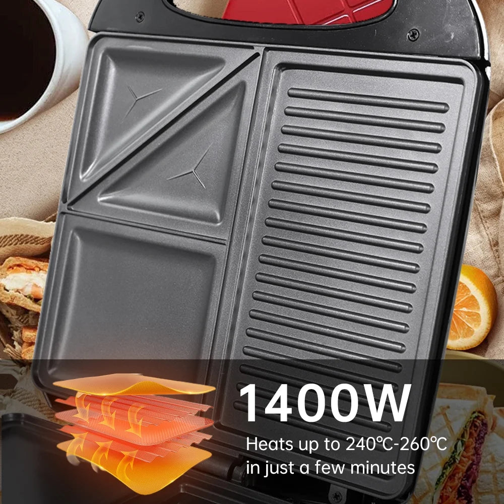 1400W Non-Stick Electric Grill Waffle Maker R2257