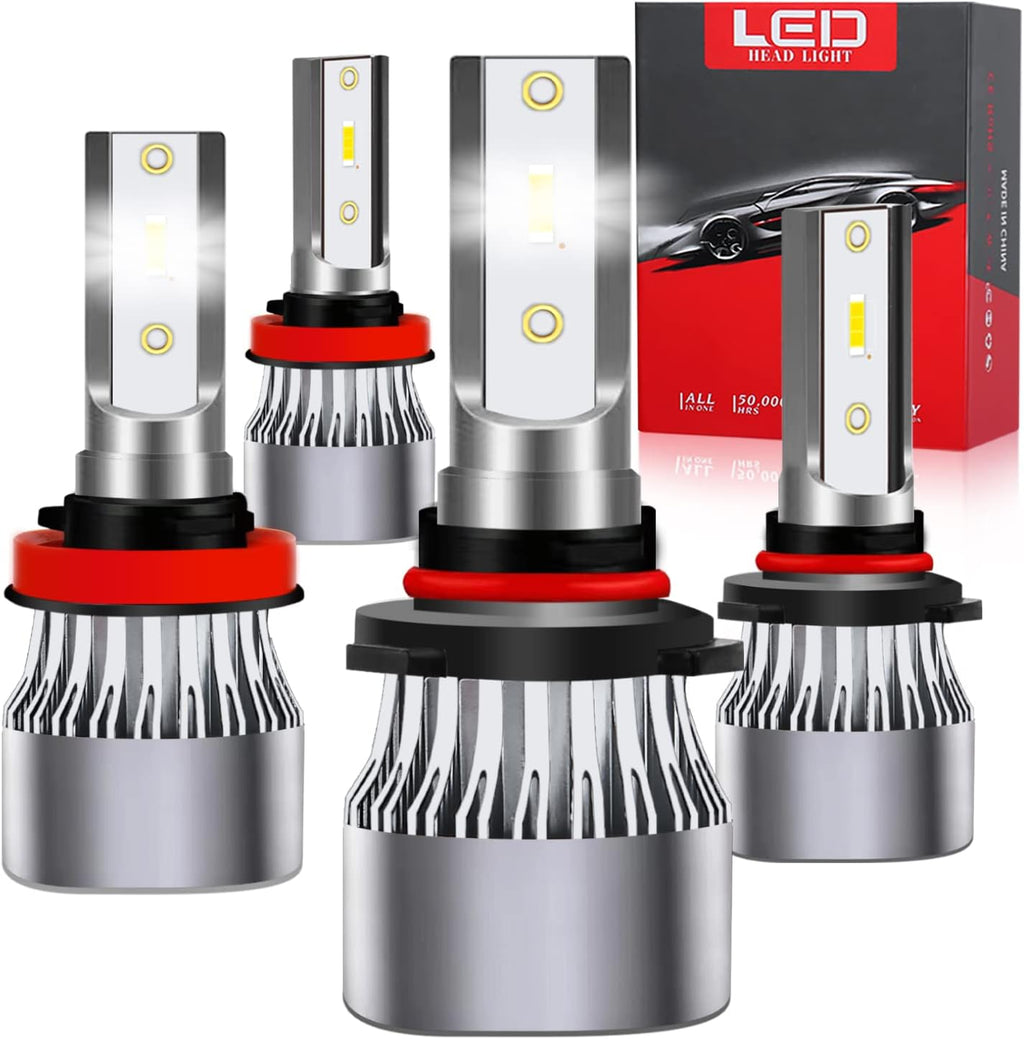 LED Headlight Bulbs Combo 240W 30000LM 6500K Cool White, Pack of 4 Pack of 2 S842